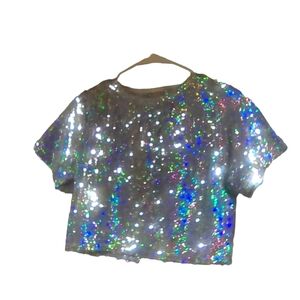 Silver Sequin Top/w Back opening (Yes It's Me)